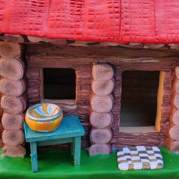 Red Roof Log Cabin Birdhouse - Image 3